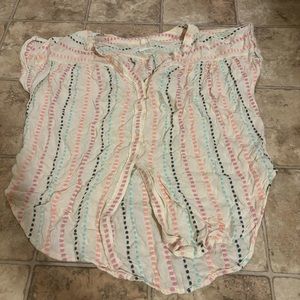 Ann Taylor loft soft button up cap sleeve blouse size small